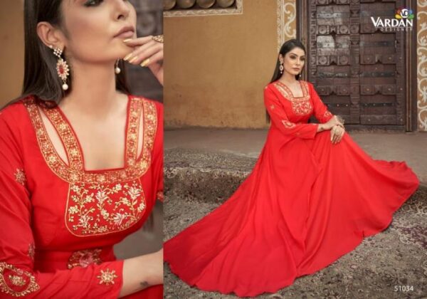 VARDAN SUGAR VOL-2 Heavy Maslin With Heavy Embroidery Inner Stiched gown - Image 8