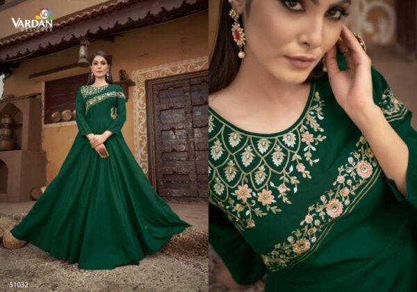 VARDAN SUGAR VOL-2 Heavy Maslin With Heavy Embroidery Inner Stiched gown - Image 9