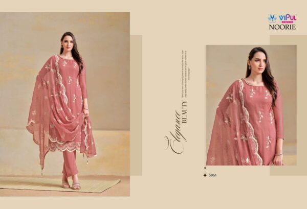vipul fashion - noorie   vipul noorie 5961 5966 series heavy embroidered unstitch salwar kameez wholesale surat 2 2025 05 20 15 31 56.jpg vipul noorie 5961-5966 series heavy embroidered unstitch salwar kameez wholesale surat Catalogue Name : 20th May 2025 Name of Product : vipul fashion - noorie  No of Design : 6 Piece (MOQ : 1 Set) Product Rate Per Piece : ₹ 2226 / Per Piece Product Full Catalogue Rate : ₹ 13356 (GST Extra) Full Catalogue Weight : 6 KG Product Type & Size: unstitched Product Details: