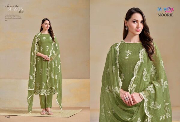 vipul fashion - noorie   vipul noorie 5961 5966 series heavy embroidered unstitch salwar kameez wholesale surat 4 2025 05 20 15 31 56.jpg vipul noorie 5961-5966 series heavy embroidered unstitch salwar kameez wholesale surat Catalogue Name : 20th May 2025 Name of Product : vipul fashion - noorie  No of Design : 6 Piece (MOQ : 1 Set) Product Rate Per Piece : ₹ 2226 / Per Piece Product Full Catalogue Rate : ₹ 13356 (GST Extra) Full Catalogue Weight : 6 KG Product Type & Size: unstitched Product Details: