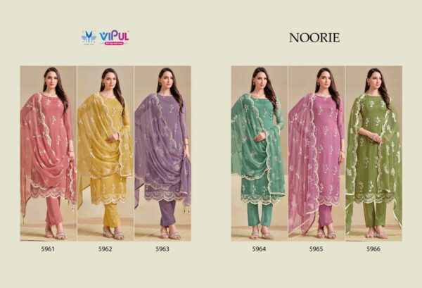vipul fashion - noorie   vipul noorie 5961 5966 series heavy embroidered unstitch salwar kameez wholesale surat 9 2025 05 20 15 31 56.jpg vipul noorie 5961-5966 series heavy embroidered unstitch salwar kameez wholesale surat Catalogue Name : 20th May 2025 Name of Product : vipul fashion - noorie  No of Design : 6 Piece (MOQ : 1 Set) Product Rate Per Piece : ₹ 2226 / Per Piece Product Full Catalogue Rate : ₹ 13356 (GST Extra) Full Catalogue Weight : 6 KG Product Type & Size: unstitched Product Details: