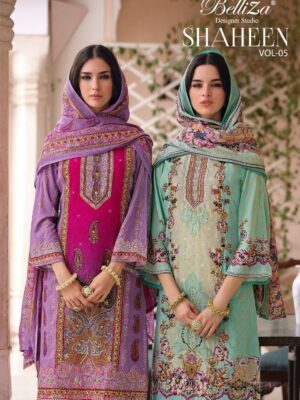 belliza designer studio - shaheen vol-5   belliza designer shaheen vol 5 viscose rayon digital print heavy handwork salwar suit supplier surat.jpeg