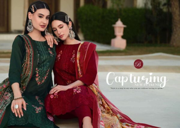 belliza designer studio - zarqash vol-6   belliza designer zarqash vol 6 colors jam with exclusie heavy embroidered slawar suits exporter surat 0 2025 06 02 15 56 27.jpg belliza designer zarqash vol-6 colors jam with exclusie heavy embroidered slawar suits exporter surat Catalogue Name : 2nd Jun 2025 Name of Product : belliza designer studio - zarqash vol-6  No of Design : 6 Piece (MOQ : 1 Set) Product Rate Per Piece : ₹ 795 / Per Piece Product Full Catalogue Rate : ₹ 4770 (GST Extra) Full Catalogue Weight : 6 KG Product Type & Size: unstitched Product Details: 
					 ZARQASH VOL 6 by BELLIZA
 COTTON MAL MAL DIGITAL
HEAVY KARACHI EMBROIDERY

BelliZa DesigNer StuDio

                     presents

            ZARQASH VOL 6
 premium designer collection
                 
Top: 100% Pure Heavy Jam with Designer Heavy Embroidery Work + Heavy Daman Boring Work with Scalloping (2.50 mtrs apx)

Dupatta: 100% Pure Cotton Mal Mal 4 side Box Digital Print (2.30 mtrs apx)

Bottom: 100% Pure Viscose Rayon(3 mtrs apx)

Pcs: 08

 Rate: 795/- + GST 
 
 Book Now