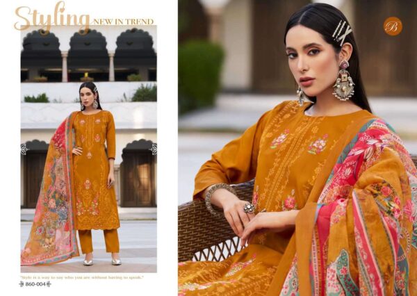 belliza designer studio - zarqash vol-6   belliza designer zarqash vol 6 colors jam with exclusie heavy embroidered slawar suits exporter surat 7 2025 06 02 15 56 28.jpg belliza designer zarqash vol-6 colors jam with exclusie heavy embroidered slawar suits exporter surat Catalogue Name : 2nd Jun 2025 Name of Product : belliza designer studio - zarqash vol-6  No of Design : 6 Piece (MOQ : 1 Set) Product Rate Per Piece : ₹ 795 / Per Piece Product Full Catalogue Rate : ₹ 4770 (GST Extra) Full Catalogue Weight : 6 KG Product Type & Size: unstitched Product Details: 
					 ZARQASH VOL 6 by BELLIZA
 COTTON MAL MAL DIGITAL
HEAVY KARACHI EMBROIDERY

BelliZa DesigNer StuDio

                     presents

            ZARQASH VOL 6
 premium designer collection
                 
Top: 100% Pure Heavy Jam with Designer Heavy Embroidery Work + Heavy Daman Boring Work with Scalloping (2.50 mtrs apx)

Dupatta: 100% Pure Cotton Mal Mal 4 side Box Digital Print (2.30 mtrs apx)

Bottom: 100% Pure Viscose Rayon(3 mtrs apx)

Pcs: 08

 Rate: 795/- + GST 
 
 Book Now
