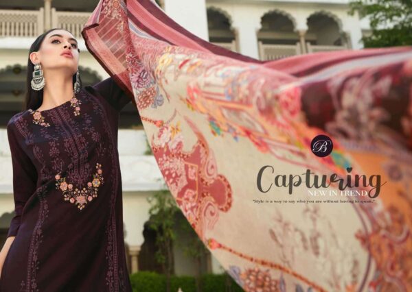 belliza designer studio - zarqash vol-6   belliza designer zarqash vol 6 colors jam with exclusie heavy embroidered slawar suits exporter surat 8 2025 06 02 15 56 28.jpg belliza designer zarqash vol-6 colors jam with exclusie heavy embroidered slawar suits exporter surat Catalogue Name : 2nd Jun 2025 Name of Product : belliza designer studio - zarqash vol-6  No of Design : 6 Piece (MOQ : 1 Set) Product Rate Per Piece : ₹ 795 / Per Piece Product Full Catalogue Rate : ₹ 4770 (GST Extra) Full Catalogue Weight : 6 KG Product Type & Size: unstitched Product Details: 
					 ZARQASH VOL 6 by BELLIZA
 COTTON MAL MAL DIGITAL
HEAVY KARACHI EMBROIDERY

BelliZa DesigNer StuDio

                     presents

            ZARQASH VOL 6
 premium designer collection
                 
Top: 100% Pure Heavy Jam with Designer Heavy Embroidery Work + Heavy Daman Boring Work with Scalloping (2.50 mtrs apx)

Dupatta: 100% Pure Cotton Mal Mal 4 side Box Digital Print (2.30 mtrs apx)

Bottom: 100% Pure Viscose Rayon(3 mtrs apx)

Pcs: 08

 Rate: 795/- + GST 
 
 Book Now