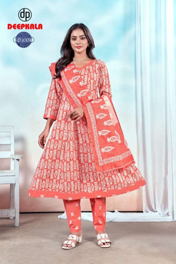 deepkala -  aysha vol-1   deepkala aysha vol 1 1001 1010 series summer wear cotton printed salwar suit supplier 5 2025 06 03 14 03 29.jpg deepkala aysha vol-1 1001-1010 series summer wear cotton printed salwar suit supplier  Catalogue Name : 3rd Jun 2025 Name of Product : deepkala -  aysha vol-1  No of Design : 10 Piece (MOQ : 1 Set) Product Rate Per Piece : ₹ 599 / Per Piece Product Full Catalogue Rate : ₹ 5990 (GST Extra) Full Catalogue Weight : 8 KG Product Type & Size: unstitched Product Details: 
					 
Deepkala Aysha vol 1

Pattern:-
Full anarkali without patch 

Top+bottom+Dupatta 
All pure cotton printed  


Top length 46+
Bot length 39+
Dupatta -2.25 MTR approx 

10 PC's set
Pouch+bag Packing 

Monday approx dispatch 

Limited stock 

Rate 599/-
Plz book your order

 