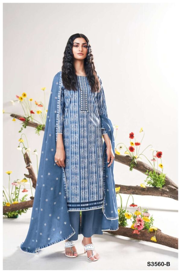 ganga - kacey 3560   ganga kacey 3560 cotton embroidered casual wear salwar suit supplier surat 2 2025 06 02 16 46 00.jpg ganga kacey 3560 cotton embroidered casual wear salwar suit supplier surat Catalogue Name : 2nd Jun 2025 Name of Product : ganga - kacey 3560  No of Design : 2 Piece (MOQ : 1 Set) Product Rate Per Piece : ₹ 1310 / Per Piece Product Full Catalogue Rate : ₹ 2620 (GST Extra) Full Catalogue Weight : 2 KG Product Type & Size: unstitched Product Details: 
					  
GANGA
Presents

KACEY 3560

TOP
PREMIUM COTTON PRINTED WITH EMBROIDERY, SCHIFFLI EMBROIDERY AND SOLID BORDER ON DAMAN.

BOTTOM
PREMIUM COTTON SOLID COLOR

DUPATTA
PREMIUM COTTON MAL
PRINTED WITH PRINTED & SCHIFFLI
EMBROIDERY BORDER.

RATE:
1310/-
 
 