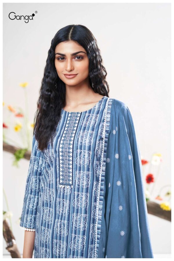 ganga - kacey 3560   ganga kacey 3560 cotton embroidered casual wear salwar suit supplier surat 4 2025 06 02 16 46 00.jpg ganga kacey 3560 cotton embroidered casual wear salwar suit supplier surat Catalogue Name : 2nd Jun 2025 Name of Product : ganga - kacey 3560  No of Design : 2 Piece (MOQ : 1 Set) Product Rate Per Piece : ₹ 1310 / Per Piece Product Full Catalogue Rate : ₹ 2620 (GST Extra) Full Catalogue Weight : 2 KG Product Type & Size: unstitched Product Details: 
					  
GANGA
Presents

KACEY 3560

TOP
PREMIUM COTTON PRINTED WITH EMBROIDERY, SCHIFFLI EMBROIDERY AND SOLID BORDER ON DAMAN.

BOTTOM
PREMIUM COTTON SOLID COLOR

DUPATTA
PREMIUM COTTON MAL
PRINTED WITH PRINTED & SCHIFFLI
EMBROIDERY BORDER.

RATE:
1310/-
 
 