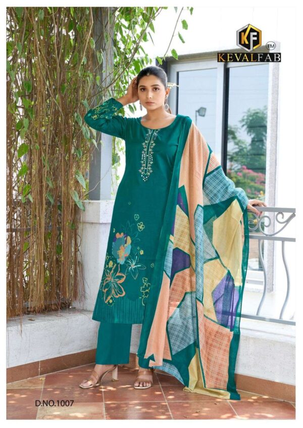 keval fab - aalya vol-1   keval fab aalya vol 1 1001 1008 series cotton with expansive mirror work suit supplier surat 3 2025 06 03 13 51 36.jpg keval fab aalya vol-1 1001-1008 series cotton with expansive mirror work suit supplier surat Catalogue Name : 3rd Jun 2025 Name of Product : keval fab - aalya vol-1  No of Design : 8 Piece (MOQ : 1 Set) Product Rate Per Piece : ₹ 550 / Per Piece Product Full Catalogue Rate : ₹ 4400 (GST Extra) Full Catalogue Weight : 8 KG Product Type & Size: unstitched Product Details: 
					 KEVAL FAB
Presents

YOUR TRUSTED BRAND NAME

 Catalogue Name                                    
  
AALAYA VOL-1
       

 Heavy Luxury cotton COLLECTION   WITH EXPANSIVE Mirror Work  COLLECTION 

Details
Fabrics - HEAVY COTTON PRINT
CUT 
TOP 2.50Mtr
BOTTOM 2.50 Mtr
DUPATTA  2.25mtr ( Heavy Mal Mal Dupatta)

  Designs 08 Pcs 

RATE:-550+GST

LIMITED STOCK 
BOOK UR ORDER NOW

THANK YOU FOR SUPPORT
Regarding
Keval Fab
(India)