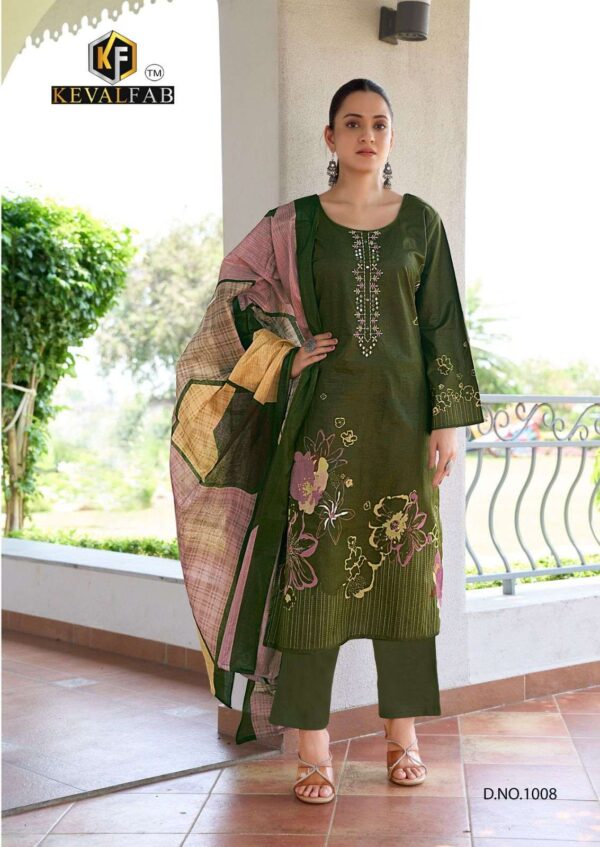 keval fab - aalya vol-1   keval fab aalya vol 1 1001 1008 series cotton with expansive mirror work suit supplier surat 7 2025 06 03 13 51 37.jpg keval fab aalya vol-1 1001-1008 series cotton with expansive mirror work suit supplier surat Catalogue Name : 3rd Jun 2025 Name of Product : keval fab - aalya vol-1  No of Design : 8 Piece (MOQ : 1 Set) Product Rate Per Piece : ₹ 550 / Per Piece Product Full Catalogue Rate : ₹ 4400 (GST Extra) Full Catalogue Weight : 8 KG Product Type & Size: unstitched Product Details: 
					 KEVAL FAB
Presents

YOUR TRUSTED BRAND NAME

 Catalogue Name                                    
  
AALAYA VOL-1
       

 Heavy Luxury cotton COLLECTION   WITH EXPANSIVE Mirror Work  COLLECTION 

Details
Fabrics - HEAVY COTTON PRINT
CUT 
TOP 2.50Mtr
BOTTOM 2.50 Mtr
DUPATTA  2.25mtr ( Heavy Mal Mal Dupatta)

  Designs 08 Pcs 

RATE:-550+GST

LIMITED STOCK 
BOOK UR ORDER NOW

THANK YOU FOR SUPPORT
Regarding
Keval Fab
(India)