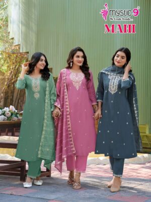mystic 9 - mahi vol-1   mystic 9 mahi vol 1 1001 1008 series heavy vertican latest designer casual wear kurti supplier 2025.jpeg