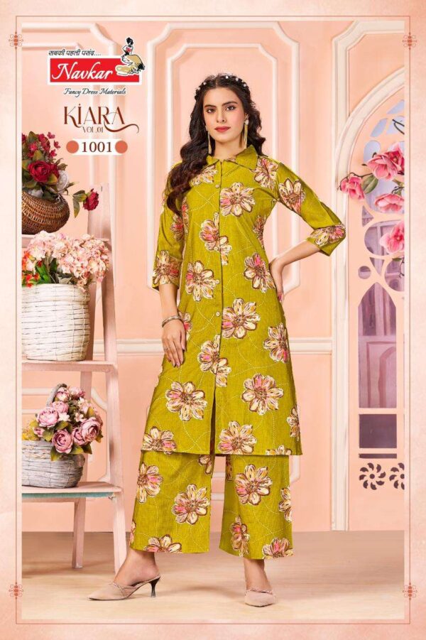 navkar - kiara vol-1   navkar kiara vol 1 1001 1006 series vertican discharge printed kurti supplier surat 3 2025 06 02 15 21 18.jpg navkar kiara vol-1 1001-1006 series vertican discharge printed kurti supplier surat Catalogue Name : 2nd Jun 2025 Name of Product : navkar - kiara vol-1  No of Design : 6 Piece (MOQ : 1 Set) Product Rate Per Piece : ₹ 451 / Per Piece Product Full Catalogue Rate : ₹ 2706 (GST Extra) Full Catalogue Weight : 6 KG Product Type & Size: M | L | XL | XXL Product Details: 
					 NAVKAR BRAND
(REDYMADE CATALOGUE) 
KIARA VOL
TOP: VERTICAN DISCHARGE PRINT
BOTTOM: VERTICAN DISCHARGE PRINT
 WITH POCKET 
SIZE:M,L,XL,2XL
RATE 451/- + GST 
SUPER QUALITY FABRICS 
BEST DESIGNS 
LATEST COLOURS
RICH COMBINATION 
BAG PACKING 
hurry !!!book new
Limited Editions
