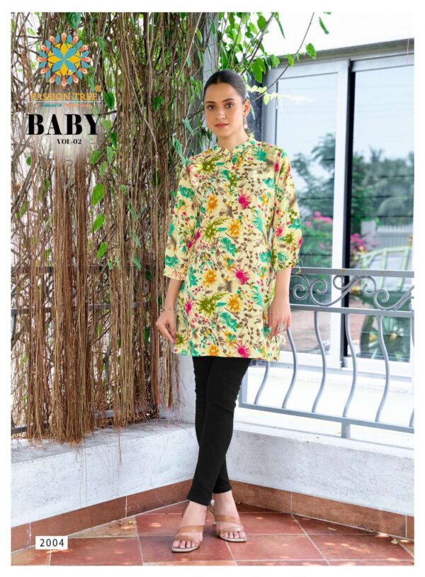 passion tree  - baby vol-2   passion tree baby vol 2 2001 2012 series rayon casual wear short top supplier surat 12 2025 06 02 15 14 12.jpg passion tree baby vol-2 2001-2012 series rayon casual wear short top supplier surat Catalogue Name : 2nd Jun 2025 Name of Product : passion tree  - baby vol-2  No of Design : 12 Piece (MOQ : 1 Set) Product Rate Per Piece : ₹ 220 / Per Piece Product Full Catalogue Rate : ₹ 2640 (GST Extra) Full Catalogue Weight : 6 KG Product Type & Size: XS | XL XXL | S | M | L | XL | XXL | XXXL Product Details: 
					 
PASSION TREE


 Catalogue name:                                                    BABY VOL-2
       (SHORT TOPS)

Details
Fabrics Heavy Reyon Fabric

Size S(18) M(19) L(20) XL(21) XXL(22) 3Xl(23) 4XL(24) 5XL(25)
  
Length  30 to 32

Designs 12 pcs

Rate : 220/- + GST

SET TO SET ONLY


 