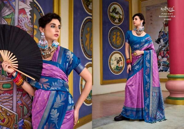 rajpath - leaf silk   rajpath leaf silk banarasi silk with exclusive weaving work saree exporter surat 7 2025 06 02 16 26 19.jpg rajpath leaf silk banarasi silk with exclusive weaving work saree exporter surat Catalogue Name : 2nd Jun 2025 Name of Product : rajpath - leaf silk  No of Design : 8 Piece (MOQ : 1 Set) Product Rate Per Piece : ₹ 1595 / Per Piece Product Full Catalogue Rate : ₹ 12760 (GST Extra) Full Catalogue Weight : 8 KG Product Type & Size: unstitched Product Details: 
					 This Saree Is Made From Banarasi Silk  Fabric Which Gives A Comfortable Feel To The Wearer. It Is Available In Bohemian Style That Makes It More Fashionable To Wear In Parties Or Functions.

Brand :  Rajpath

Catalog: Leaf Silk

Series :850001 To 850008

Saree :   Banarasi Silk Tissue With Beutifull Weaving Work  & Contrast Border

Blouse : Contrast Silk

Price : 1595/-+5%GST

Occasion : Festive and Partywear
 