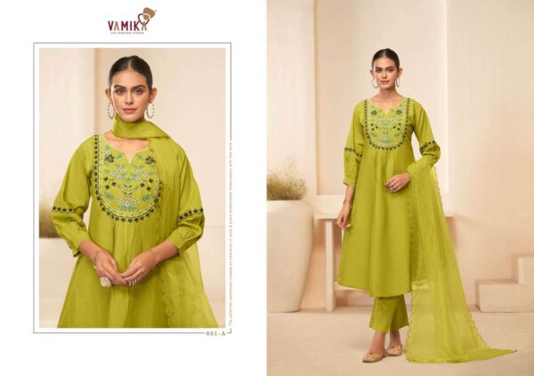vamika - rasmalai vol-1   vamika rasmalai vol 1 colors cambric cotton with heavy handwork latest designer readymade salwar suit collection surat 0 2025 06 02 12 52 24.jpg vamika rasmalai vol-1 colors cambric cotton with heavy handwork latest designer readymade salwar suit collection surat Catalogue Name : 2nd Jun 2025 Name of Product : vamika - rasmalai vol-1  No of Design : 4 Piece (MOQ : 1 Set) Product Rate Per Piece : ₹ 1095 / Per Piece Product Full Catalogue Rate : ₹ 4380 (GST Extra) Full Catalogue Weight : 4 KG Product Type & Size: M | L | XL | XXL Product Details: 
					 Dear Sir/Madam
Vamika

Presents 
For This season Presenting Exclusive Super Hit Cermric Cotton 60*60 With Hand work
Catalogue Name:-
Rasmalai Vol-01
(4 Pcs )
(D.NO.601A To 601D)

Fabrics Details:-
Top:- Hevy Cemric 60*60 Cemric Cotton With Hevy Work With Hand Work With Cotton Inner

Bottom:-Hevy Cemric 60*60 Cotton

DUPPATTA:- Hevy Organza Ton to ton With Arco Work

Size- M-38, L-40, XL-42, XXL-44,

Des.Total:-4Pcs

Rate:-1095-(GST EXTRA)

Dispatch:-Ready

Hurry Up Book your Order Now

 Thanks For Your Kind Support 

Regard:-
Vamika
