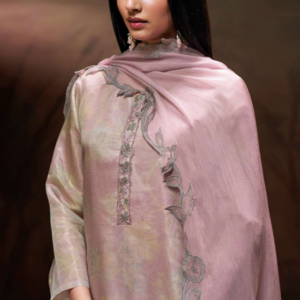 GANGA ONSA S3225 PREMIUM PURE BEMBERG SILK PRINTED SUIT WITH EMBROIDERY