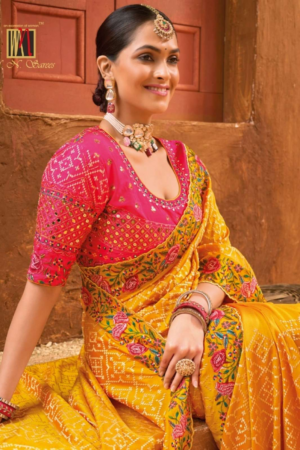 on SALE M.N Saree Presents Kacchi Work Special Party Wear Soft Silk Saree Collection At The Best Price