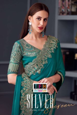 TFH SILVER SCREEN 30002A TO 30002G SILK CHIFFON SAREES