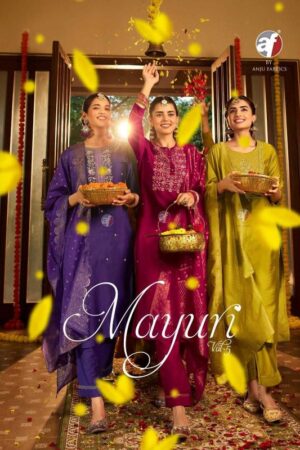ANJU MAYURI Vol 5 Series 3971-3976 Viscose Nylon Wholesale Readymade Party Wear Sawalr Suits in Surat