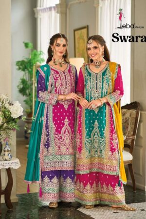 eba swara premium silk with emboidery work readymade suit