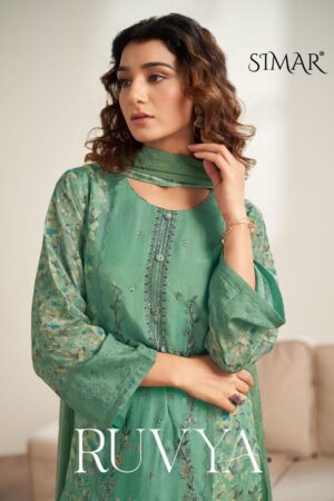 glossy simar ruvya series 8204A to 8204D viscose muslin hit design fancy salwar kameez in wholesale surat