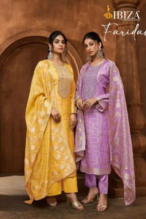ibiza faridan amazing series 15812 to 15815 rasiyan silk jacquard salwar kameez in wholesale surat