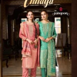rangoon chhaya series 10141 to 10144 attractive muslin jacquard readymade suit in wholesale surat