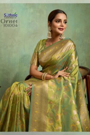 sethnic lifestyle ornet series 101001 TO 101010 dual tone banarasi silk traditional saree in wholesale surat
