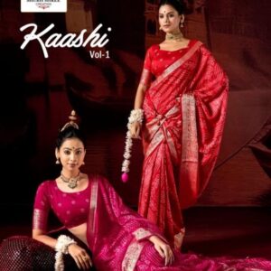 shubh shree creation kaashi vol 1 series 1001 to 1006 amazing velvet tusser silk sarees in wholesale surat