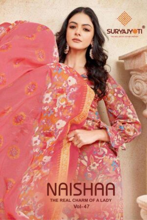 suryajyoti naishaa vol 47 series 47001-47010  jam satin wholesale suit