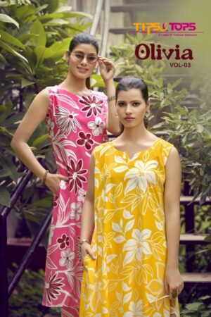 tips & tops olivia vol 3 series 1001 to 1006 rayon readymade classic kurti with pant in wholesale surat