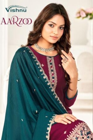 vishnu aarzoo series 30001 to 30012 vichitra silk advanced salwar kameez in wholesale surat