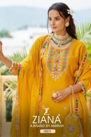 ziana 15011 A to D chinon silk readymade combo sharara kurti with dupatta in wholesale surat