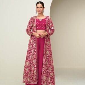 Aashirwad Mor Bagh Gunjan series 10475 to 10478 Chinon Silk Indo Western suit in wholesale surat