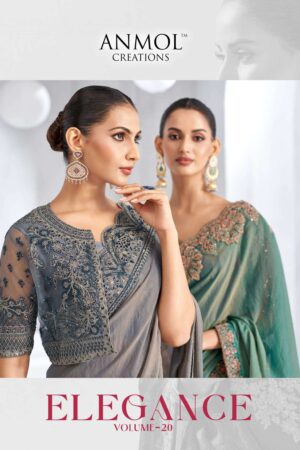 anmol creation elegance vol 20 series 15001 to 15016 fancy party wear saree in wholesale surat