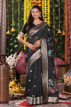 Astita fancy AVYUKTA designer series 1001 to 1003 linen Cotton fabric saree with latkan in wholesale surat
