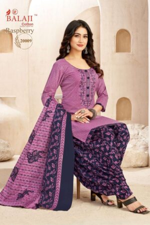 Balaji Raspberry Vol-20 series 20001 to 20012 Pure Cotton Printed With Embroidery salwar kameez in wholesale surat
