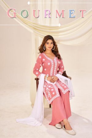 blue hills gourmet series 1001 to 1005 rayon readymade classic plus size plazzo kurti dupatta in wholesale surat
