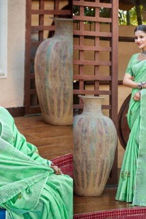 Bunawat Galaxy series 1001 to 1006 Sangam Prints Linen Woven Work Traditional Saree in wholesale surat