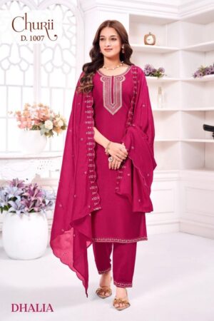 churii dhalia series 1001 to 1008 attractive look vichitra readymade combo suit in wholesale surat