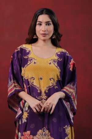 ekatra crape kaftan hit design readymade viscose natural kurti with pant in wholesale surat
