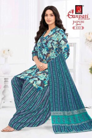 Ganpati Jaipuri Vol-16 series 326 to 340 Pure Heavy Cotton Printed Patiyala salwar kameez in wholesale surat