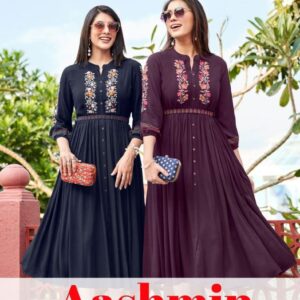 kadlee aashmin vol 2 series 1007 to 1012 wrinkle rayon readymade western long kurtis in wholesale surat