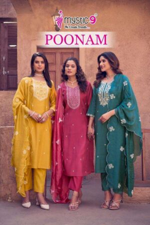 Mystic9 poonam vol 1 series 1001-1008 vertican dobby wholesale suit