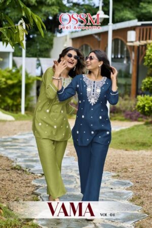 ossm vama vol 4 series 4001 to 4006 unique colours viscose vetican silk readymade co-ord sets in wholesale surat