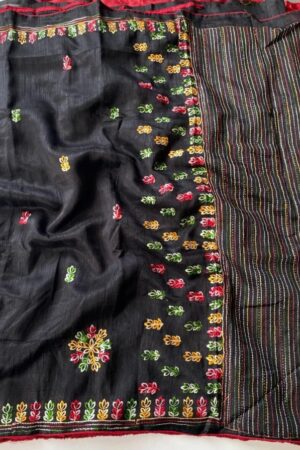 pr 1008 jute tussar kashmiri embraided saree wholesale surat
