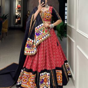 pr lnb1693 cotton print hit design mirror work readymade navratri lehenga choli in wholesale surat