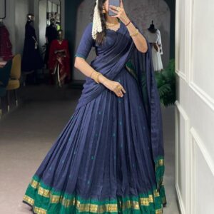 pr lnb1904 half saree chanderi stitch navratri lehenga unstitch blouse in wholesale surat