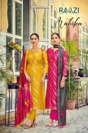 rama fashions raazi mahika series 1001 to 1004 colour addition bemberg silk suit in wholesale surat