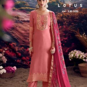 rangoon lotus series 9081 to 9086 muslin jacquard readymade classy suit in wholesale surat